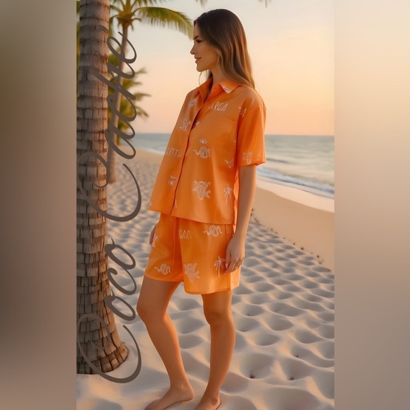 Cabo Ready Orange Shirt and Matching Shorts Set - Picture 4 of 14